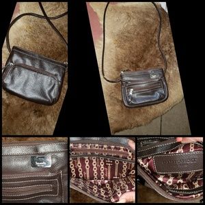 Brown leather crossbody day bag!!
